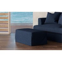 Sunset Trading Newport Slipcovered 44 Wide Ottoman | Stain Resistant Performance Fabric | Navy Blue