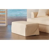 Sunset Trading Newport Slipcovered 44 Wide Ottoman | Stain Resistant Performance Fabric | Tan