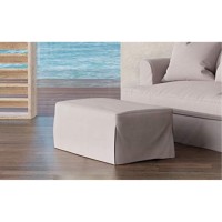 Sunset Trading Newport Slipcovered 44 Wide Ottoman | Stain Resistant Performance Fabric | Gray