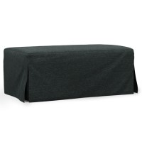 Sunset Trading Newport Slipcovered 44 Wide Ottoman | Stain Resistant Performance Fabric | Dark Gray