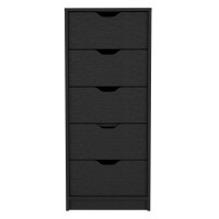 Basilea 5 Drawers Tall Dresser -Bedroom-Black