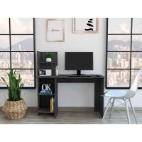Tuhome Vilna 120 Desk , Four Shelves, Countertop Desk, Grey Oak, For Office