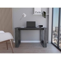 Tuhome Oviedo 120 Desk, Four Legs, Countertop Table, Grey Oak, For Office