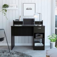 Tuhome Manaos Computer Desk ,Multiple Shelves, Countertop, One Drawer, Black, For Office