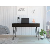 Tuhome Mumbai Desk, Four Legs, Two Drawers, Countertop, Black, For Office