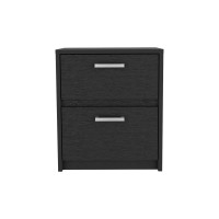 Trivor 2 Drawers Nightstand -Bedroom-Black