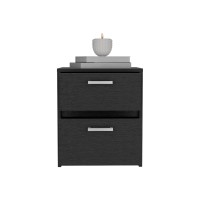 Trivor 2 Drawers Nightstand -Bedroom-Black