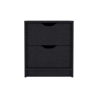 Basilea 2 Drawers Nightstand -Bedroom-Black