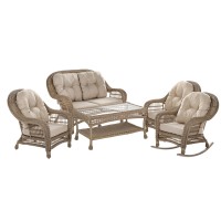 Outdoor Garden Patio 5 Pc Furniture Conversation Set With Rocking Chairs