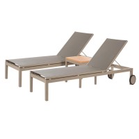 Aluminum Sling Loungers, Set Of 2, With Side Table