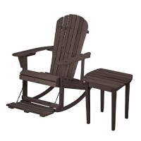 Zero Gravity Collection Dark Brown Adirondack Rocking Chair With Built-In Footrest