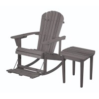 Zero Gravity Collection Dark Gray Adirondack Rocking Chair With Built-In Footrest