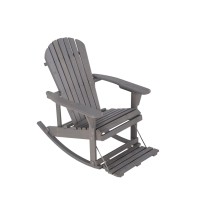 Zero Gravity Collection Dark Gray Adirondack Rocking Chair With Built-In Footrest Set Of 2 Rocking Chairs And 1 End Table