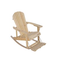 Zero Gravity Collection Natural Adirondack Rocking Chair With Built-In Footrest