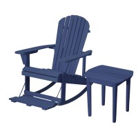 Zero Gravity Collection Navy Blue Adirondack Rocking Chair With Built-In Footrest