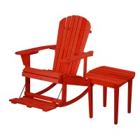 Zero Gravity Collection Red Adirondack Rocking Chair With Built-In Footrest