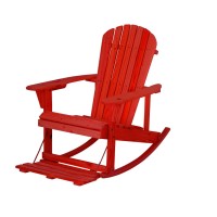 Zero Gravity Collection Red Adirondack Rocking Chair With Built-In Footrest - Set Of 2 Rocking Chairs