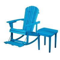 Zero Gravity Collection Sky Blue Adirondack Rocking Chair With Built-In Footrest