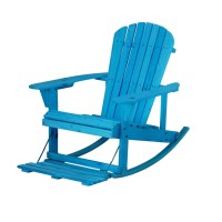 Zero Gravity Collection Sky Blue Adirondack Rocking Chair With Built-In Footrest - Set Of 2 Rocking Chairs