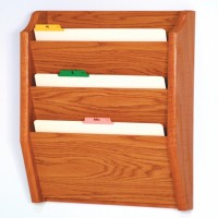 Wooden Mallet 3 Pocket Legal Size File Holder, Medium Oak