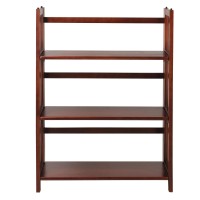 3-Shelf Folding Stackable Bookcase 27.5 Wide-Walnut