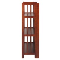 3-Shelf Folding Stackable Bookcase 27.5 Wide-Walnut