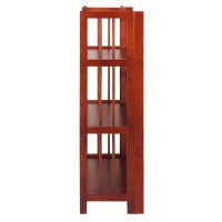 3-Shelf Folding Stackable Bookcase 27.5 Wide-Mahogany