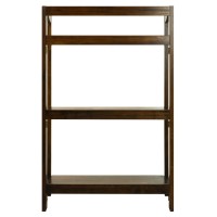 Stratford 3-Shelf Folding Bookcase-Warm Brown