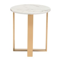Atlas End Table White And Gold