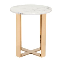 Atlas End Table White And Gold