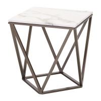 Tintern End Table White And Antique Brass