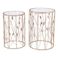 Set Of 2 Sage Side Tables Gold