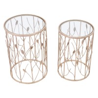 Set Of 2 Sage Side Tables Gold