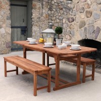 3-Piece Brown Acacia Patio Dining Set