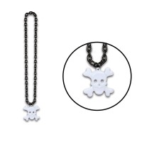 Chain Beads Wskull Crossbones Medal