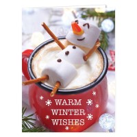 Cocoa Snowman Holiday Card Pack 25 Winter Wishes Cards Sethot Chocolate Marshmallows Design With Inside Verse 4 58 X 6 1