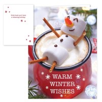 Cocoa Snowman Holiday Card Pack 25 Winter Wishes Cards Sethot Chocolate Marshmallows Design With Inside Verse 4 58 X 6 1