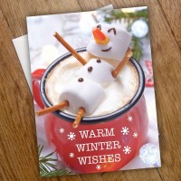 Cocoa Snowman Holiday Card Pack 25 Winter Wishes Cards Sethot Chocolate Marshmallows Design With Inside Verse 4 58 X 6 1