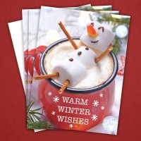 Cocoa Snowman Holiday Card Pack 25 Winter Wishes Cards Sethot Chocolate Marshmallows Design With Inside Verse 4 58 X 6 1