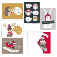 Woodland Animals Holiday Cards 36 Cards With White Envelopes Pack 6 Winter Forest Animal Designscheerful Seasonal Verses In