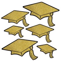 Glittered Foil Grad Cap Cutouts