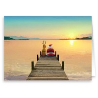 Personalized Dock Sunset Christmas Card 24 Custom Boxed Cards And Envelopes Personalized