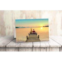 Personalized Dock Sunset Christmas Card 24 Custom Boxed Cards And Envelopes Personalized