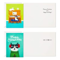 Hallmark Boxed Christmas Cards Assortment Holiday Cats And Dogs 6 Designs 24 Cards With Envelopes