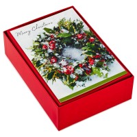 Hallmark Boxed Christmas Cards Snowy Wreath 40 Cards And Envelopes