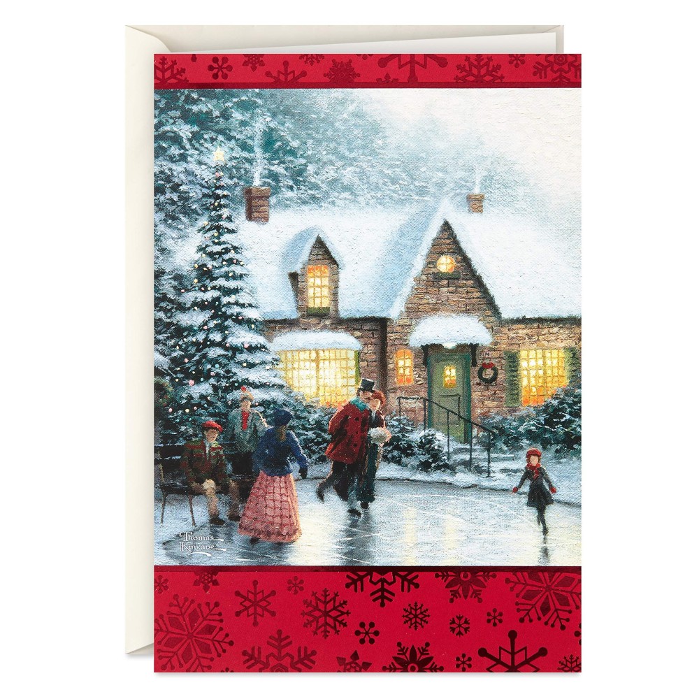 Hallmark Thomas Kinkade Boxed Christmas Cards Ice Skating 40 Cards And Envelopes