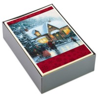 Hallmark Thomas Kinkade Boxed Christmas Cards Ice Skating 40 Cards And Envelopes