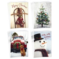 Hallmark Boxed Christmas Cards Assortment Vintage Red Truck 4 Designs 12 Cards And Envelopes