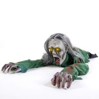 Yosager Halloween Scary Yard Decorations Electric Crawling Ghost Long Hair Horror Voice Skeleton Creeping Bloody Prop For Them