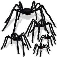 Joyin 5 Packs Halloween Decorations Outdoor Giant Spiders Large Black Spider Set Halloween Decor Outside Fake Hairy Spiders Wi